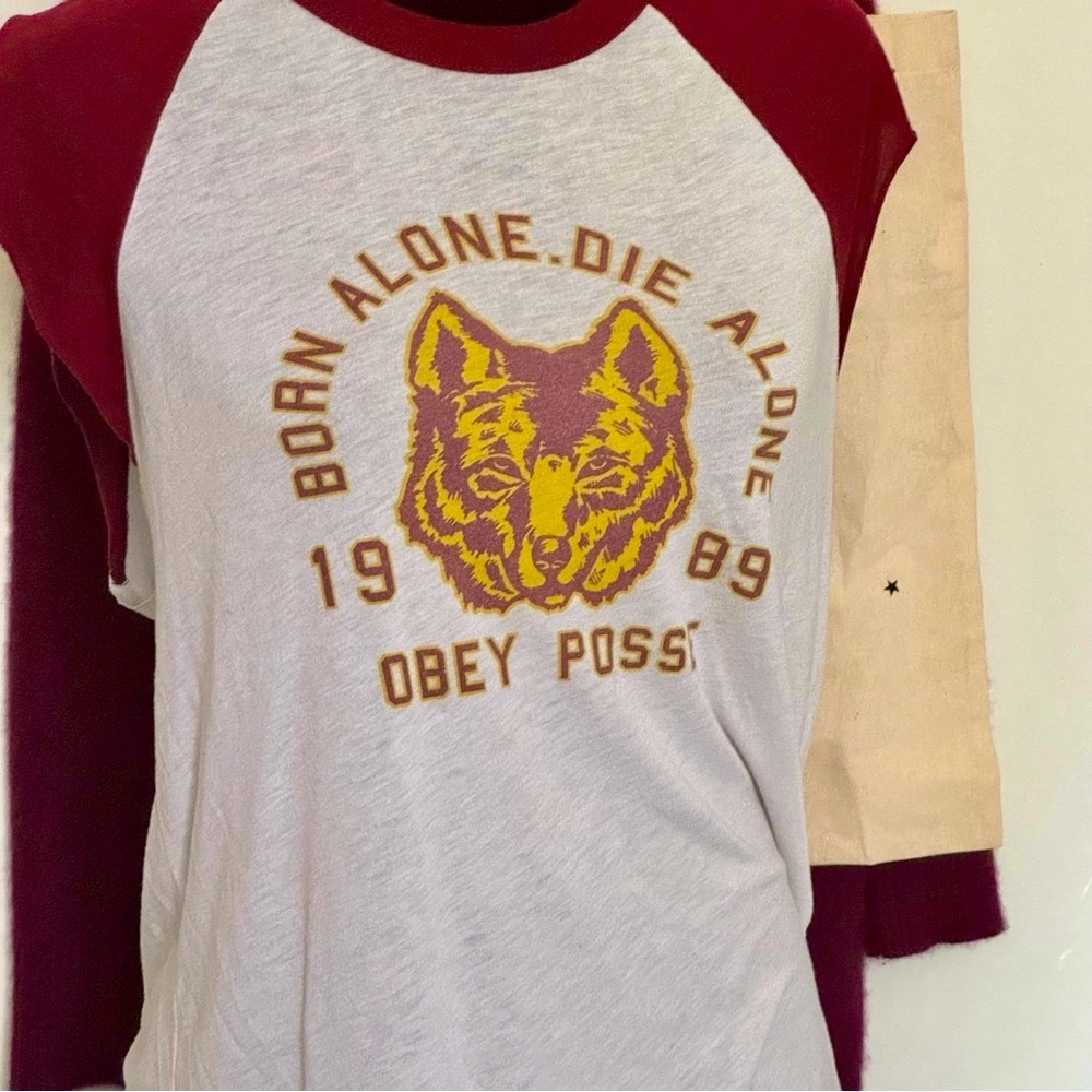 Obey Graphic Raglan cutoff Tee with Wolf Design